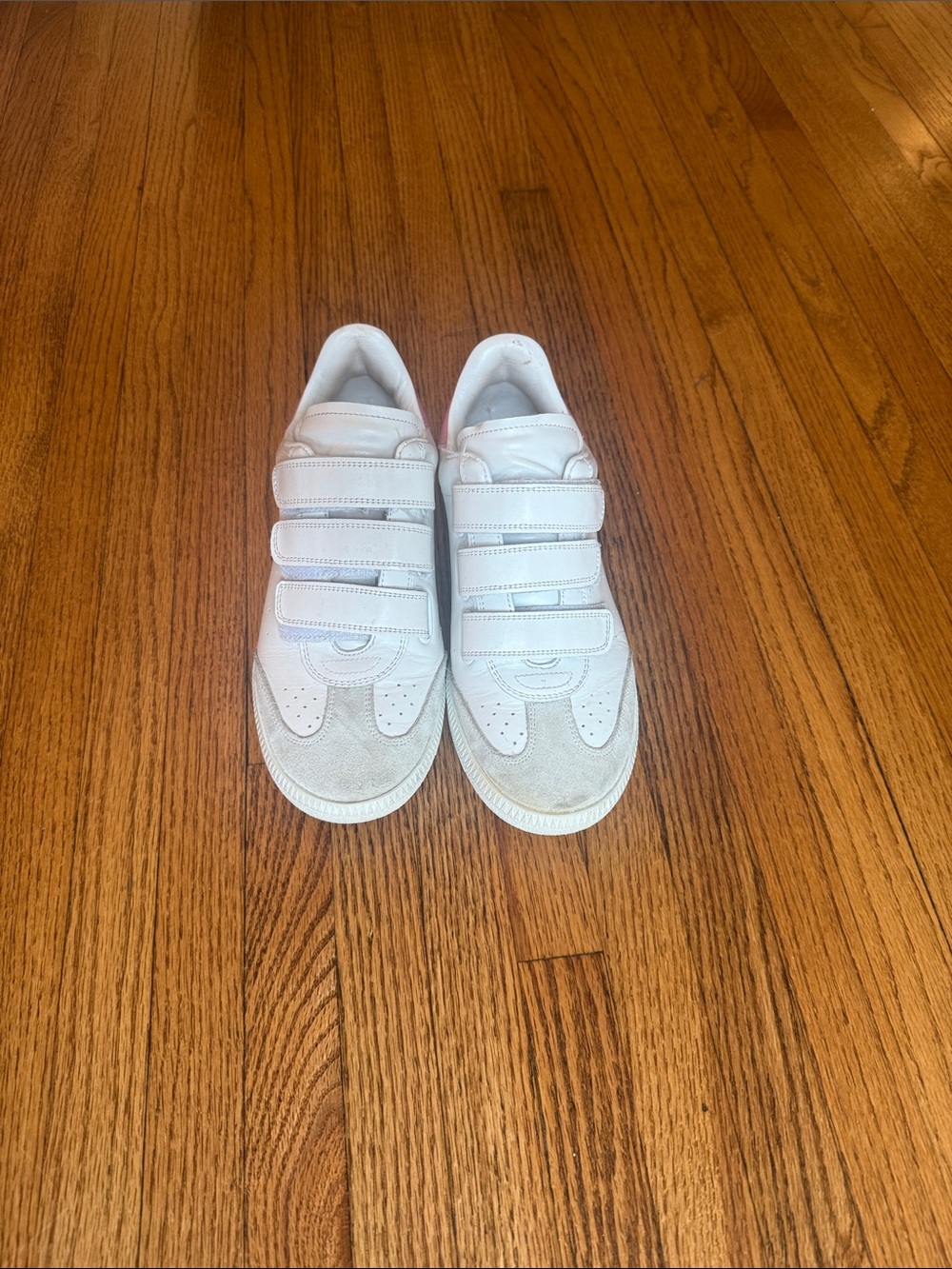 Isabel Marant White and Pink Velcro Sneakers